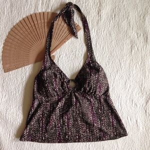 Merona Tankini Top Halter Keyhole Padded Bra L